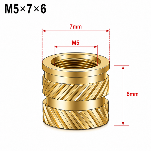 Inserts filetés en laiton - M5x7x6 - 20pcs