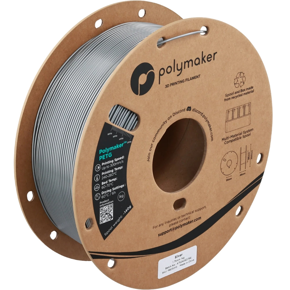 Polymaker - PETG - Argent (Silver) - 1.75mm - 1kg