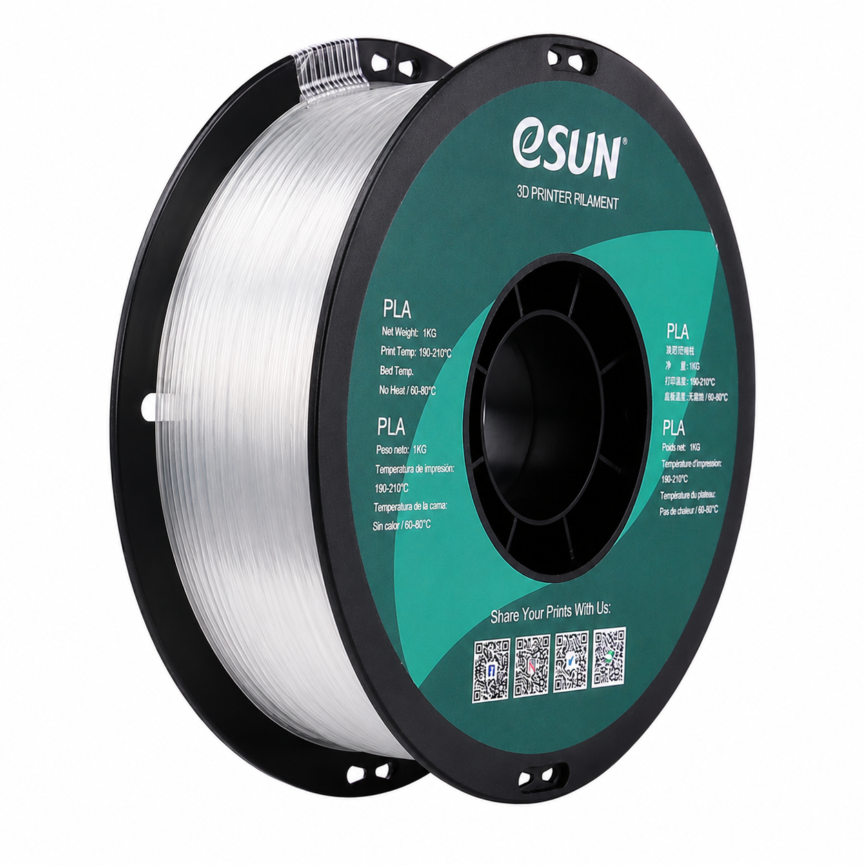 eSUN - Transparent (PLA Translucent Clear) - 1.75mm - 1kg
